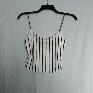 Black and white striped spaghetti strap crop top